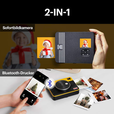 Kodak Mini Shot 3 Retro Weihnachtsgeschenke 4PASS 2-in-1-Sofortbildkamera und Fotodrucker, Tragbar (