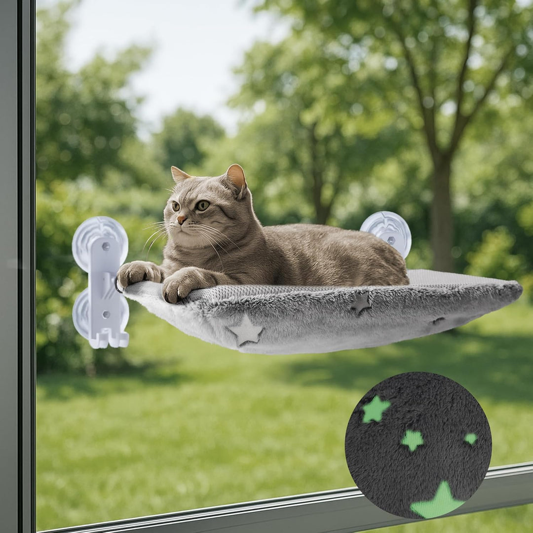 Kabelloser Katzensitz am Fenster f¨¹r gro?e Katzen, Leuchtender Katzensack am Fenster mit Haken-Desi