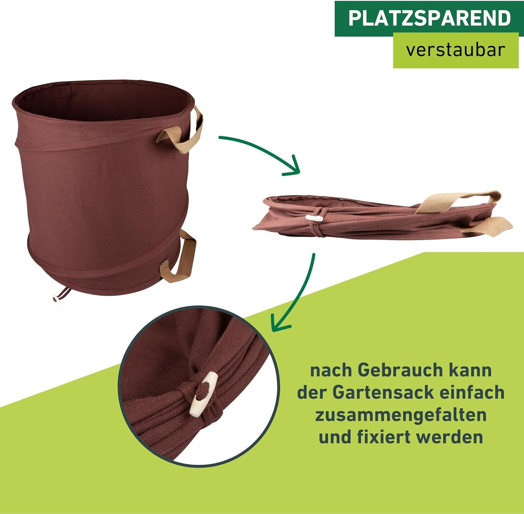 Windhager Gartenabfallsack Pop-Up CANVAS, Gartensack, Laubsack selbstaufstellend, Grünschnitt-Sack,