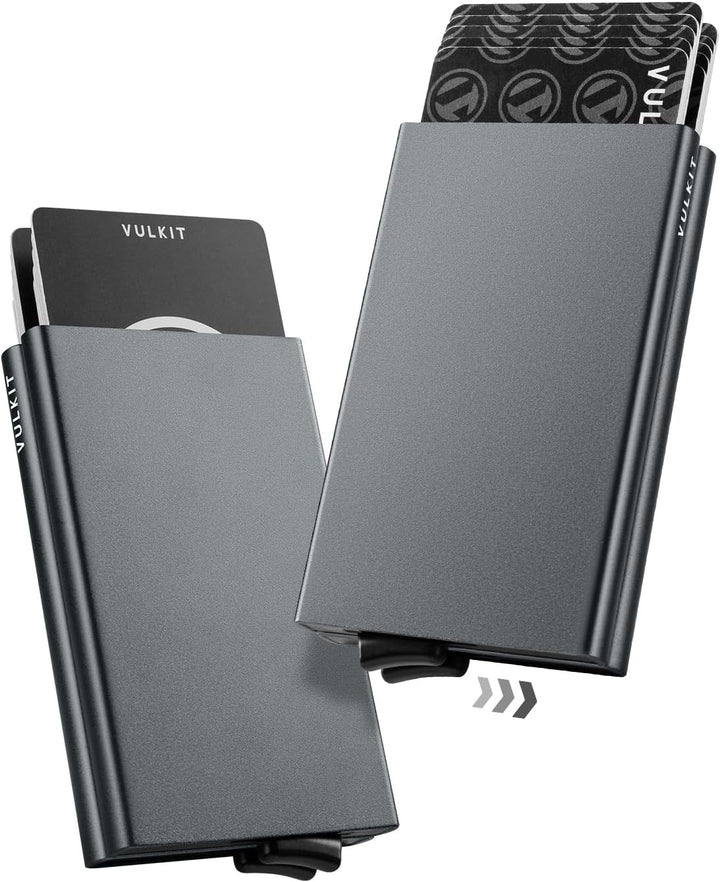 VULKIT Kartenetui Metall mit RFID NFC Schutz Karten Geldbörse Herren Geldbeutel Doppelt Karten Etui