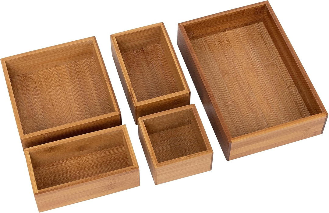 Seville Classics Bambus Premium Organizer Aufbewahrungskörbe für Küche, Besteck, Speisekammer, Schra