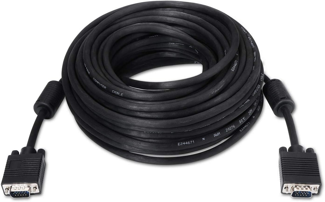 AISENS A113-0074 SVGA-Kabel mit Ferrit (HDB15/männlich, 10 m, für Monitor/Fernseher/Beamer) Schwarz