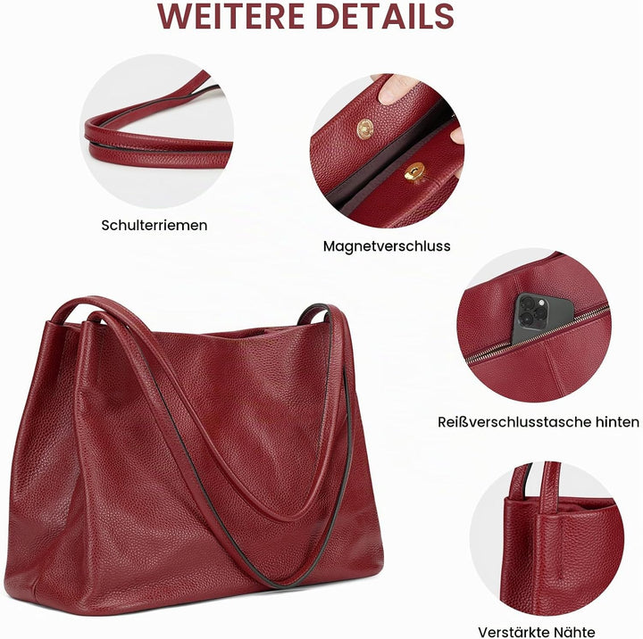 Kattee Soft Damen Echtes Leder Totes Umhängetasche Geldbörsen und Handtaschen Umhängetasche mit Magn