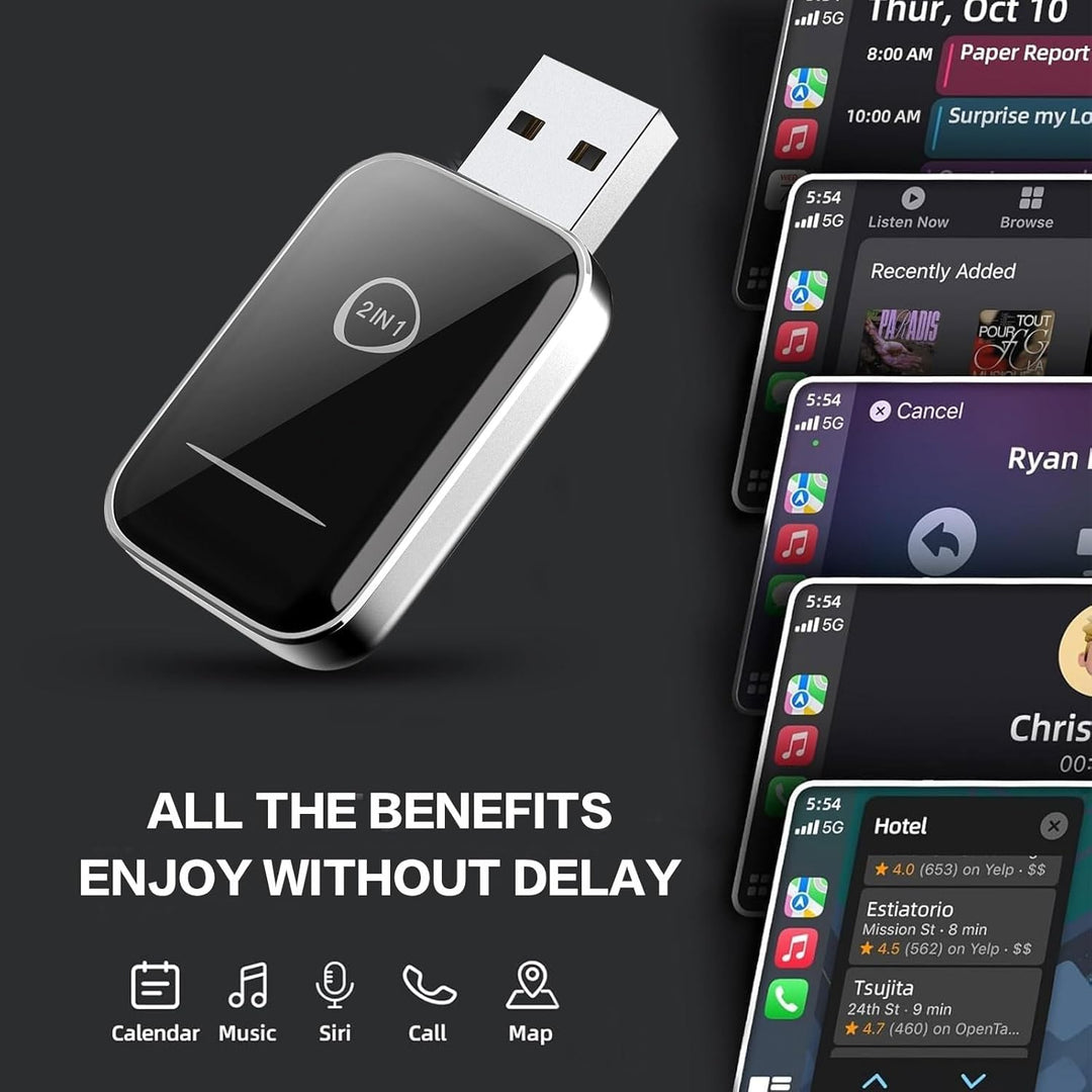 Wireless CarPlay Adapter,2 In 1 Wireless CarPlay für iOS und Android Auto,2025 Verbesserte Konvertit