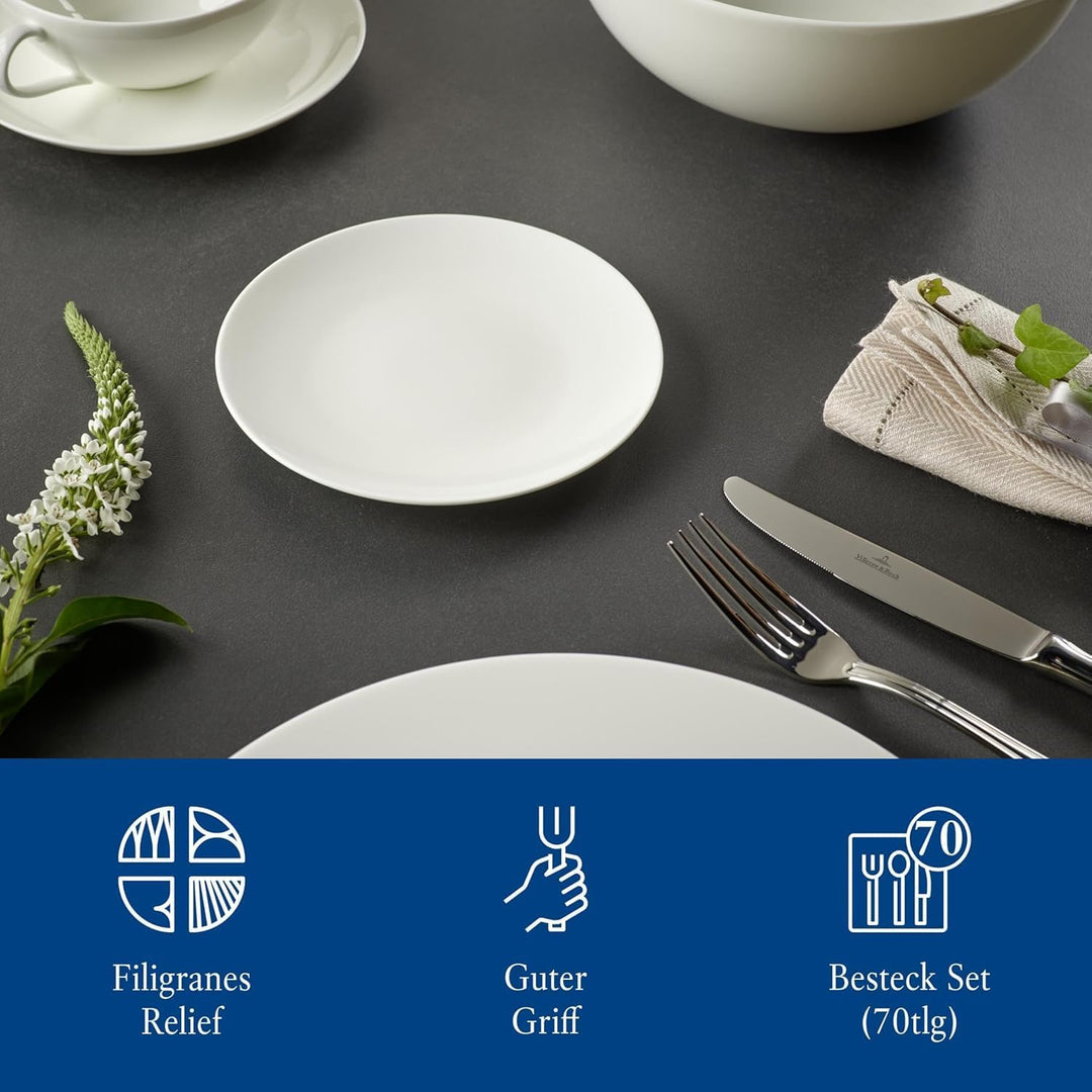 Villeroy und Boch Neufaden Merlemont Tafelbesteck für bis zu 12 Personen, 70-teilig, Edelstahl