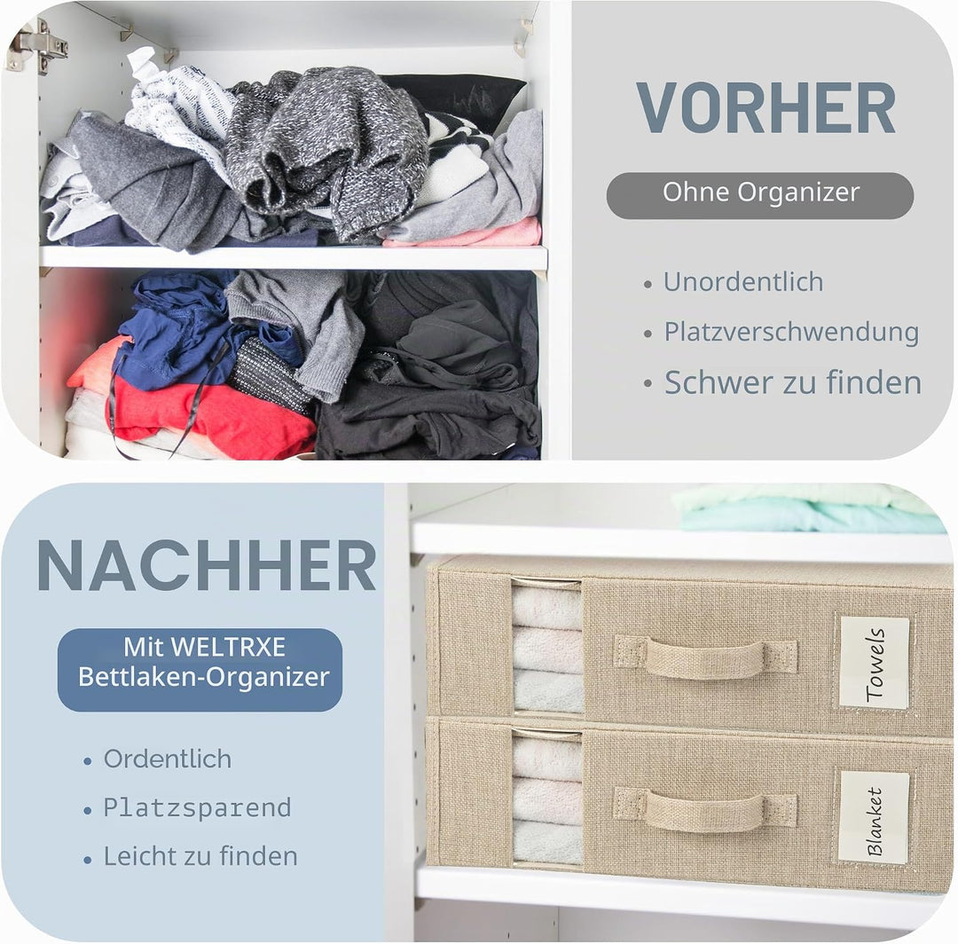 Aufbewahrungstasche für Bettlaken, 2 Stück Faltbare Bettwäsche Organizer, Praktische Lagerung von Be