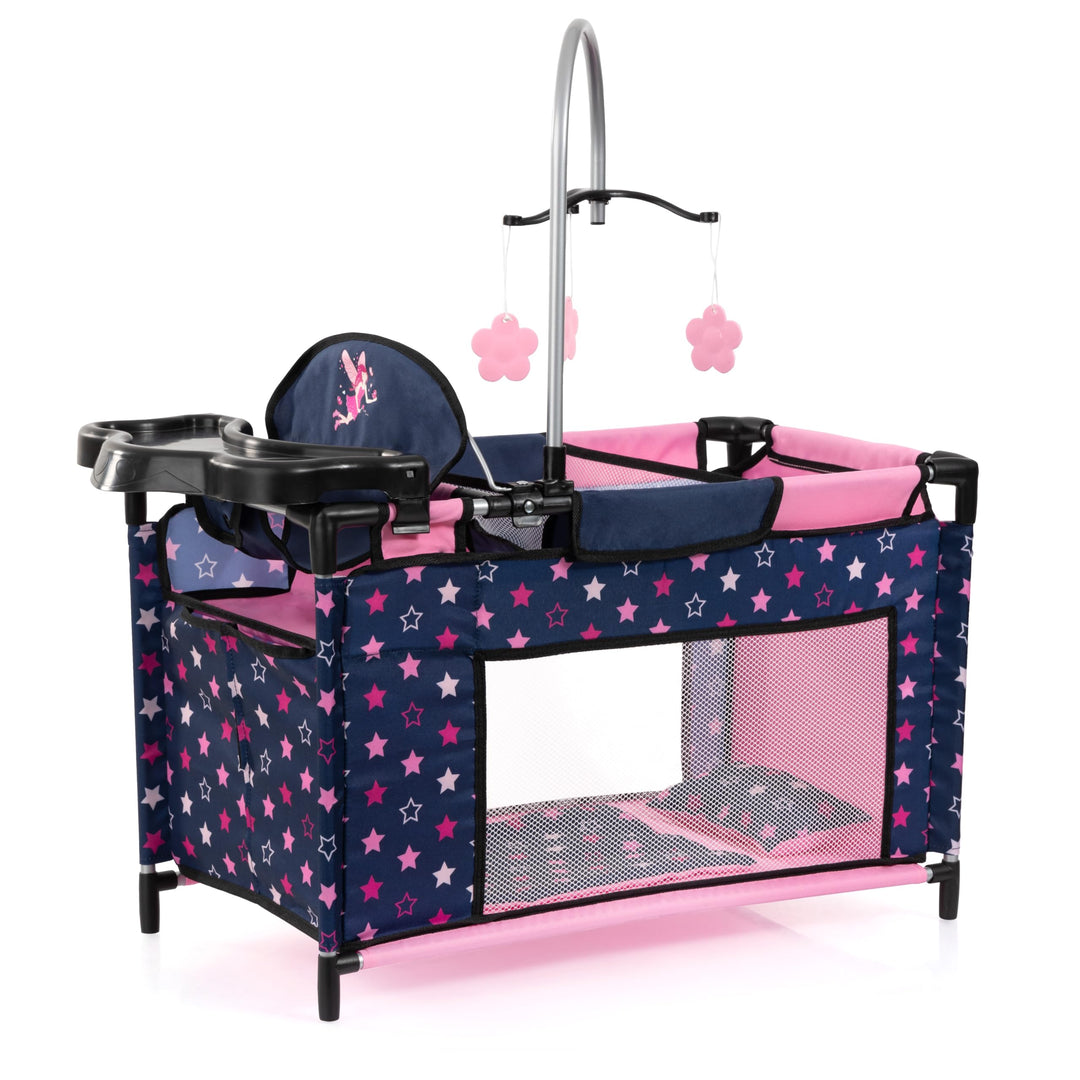 Bayer Design 62616AA Puppenbett mit Schrank, Sitz, Mobile, Ablage, Bettdecke, Kissen, Puppenzubehör