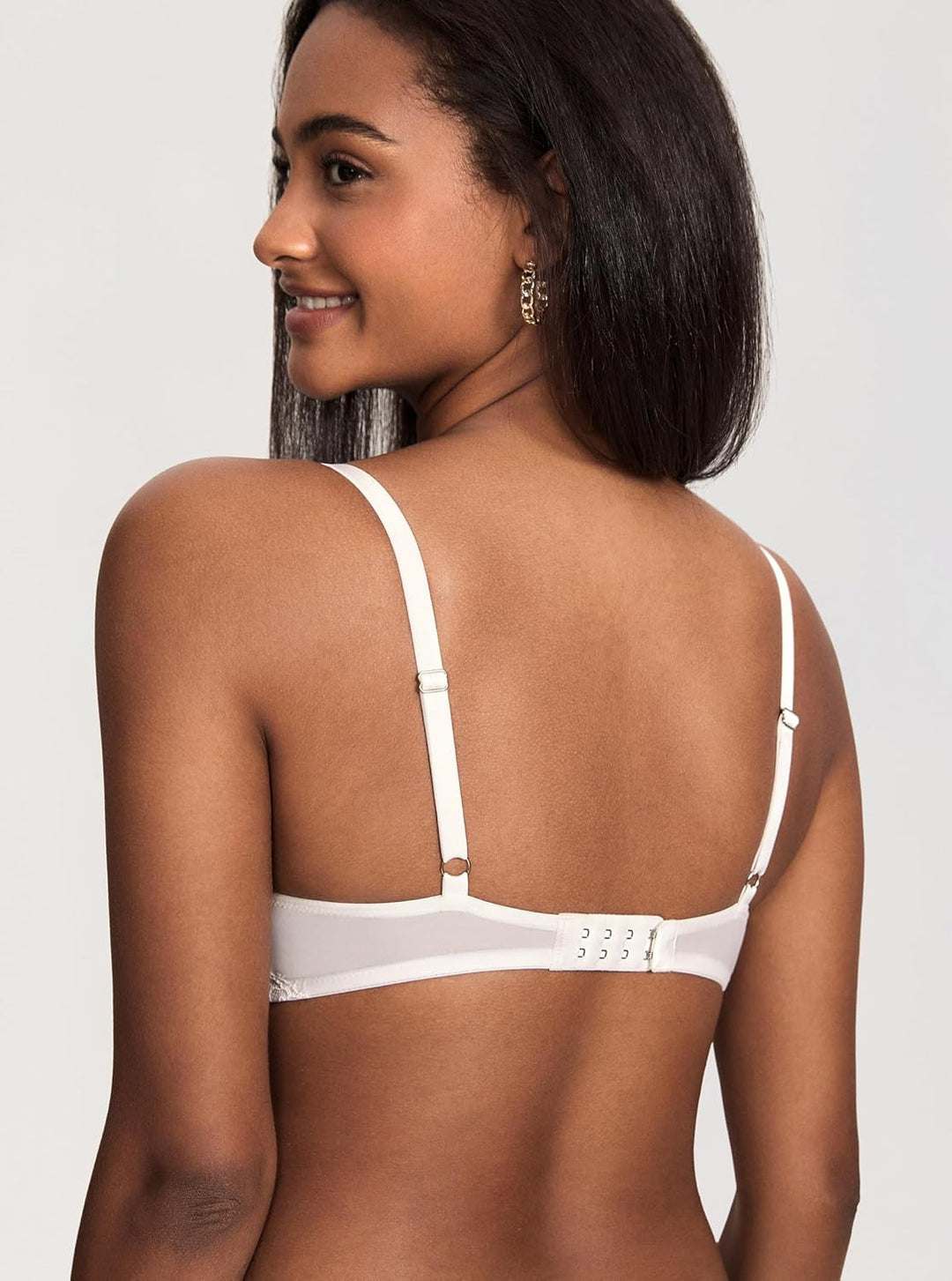 DOBREVA Damen Push Up BH mit Blumen Wimpern Spitze Sexy Bügel BHS Gepolstert 75A Kokosnuss Weiss, 75