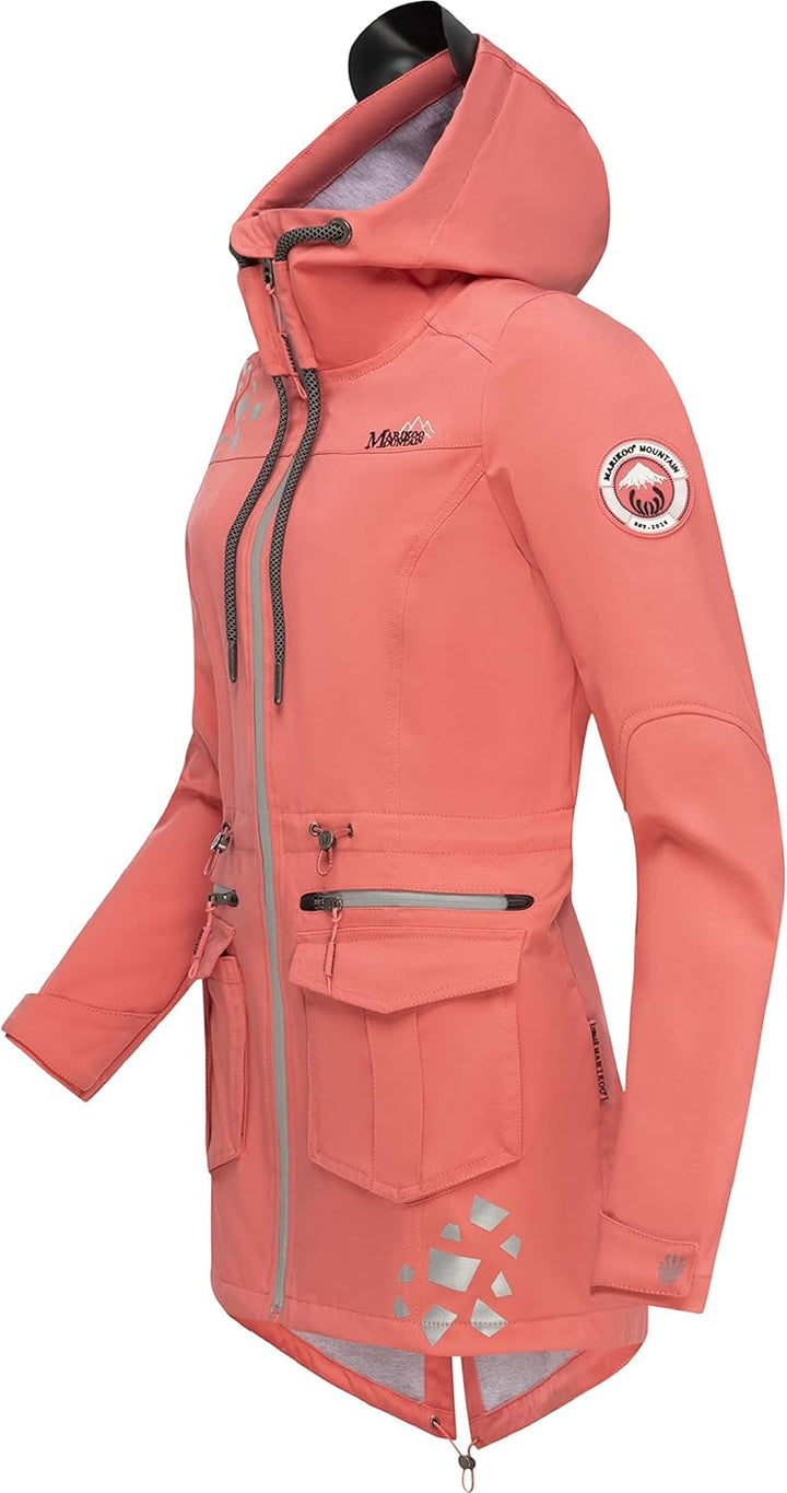 MARIKOO Damen wasserdichter Softshellmantel Softshelljacke Outdoorjacke Übergangsjacke Parka Kapuze
