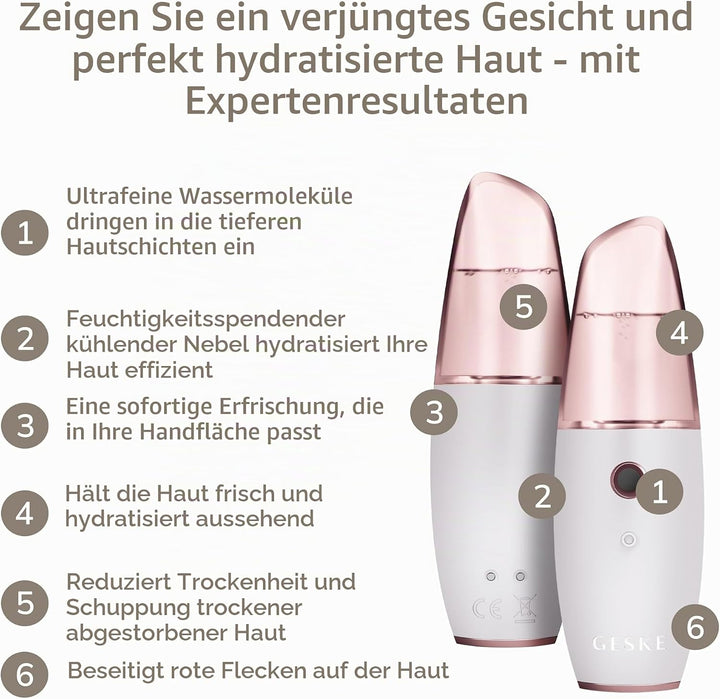 GESKE | SmartAppGuided™ Facial Hydration Refresher | 4 in 1 | Wasserzerstäuber | Gesichtsdampfer | W