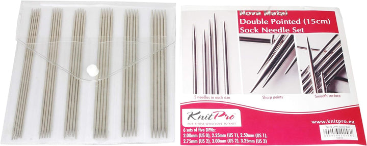 KnitPro - Nova Metal (15 cm, 2,00-4,00 mm) Doppelspitznadel -Set - 1 Einheit