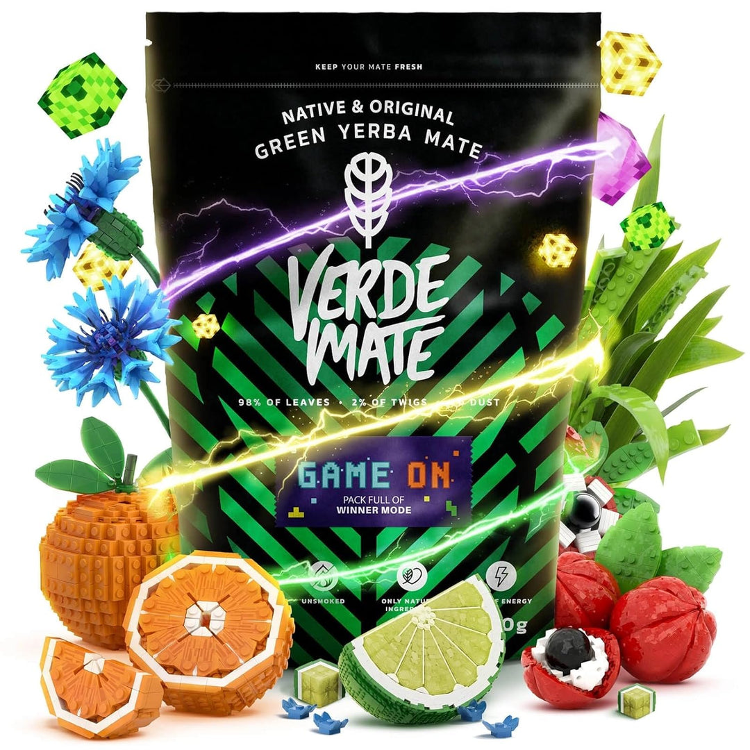 Mate Tee Set Verde Mate Game On 400g - mit Mate Becher 350ml, Bombilla und Zubehör - Brasilien Yerba