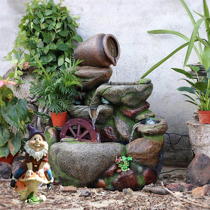 SUQ Lustiger Pilzzwerg Gartenzwerg, Gartenstatuen und Skulpturen Figur Ornament Dekoration, Niedlich