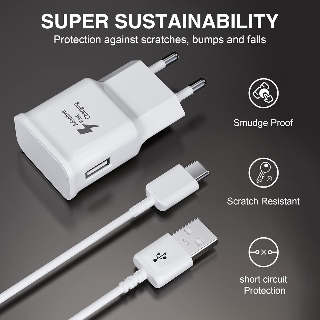 2-Pack Ladegerät mit USB Typ-C Ladekabel Schnellladekabel Für Samsung Galaxy S8 S8+ S9 Plus S9+ S10