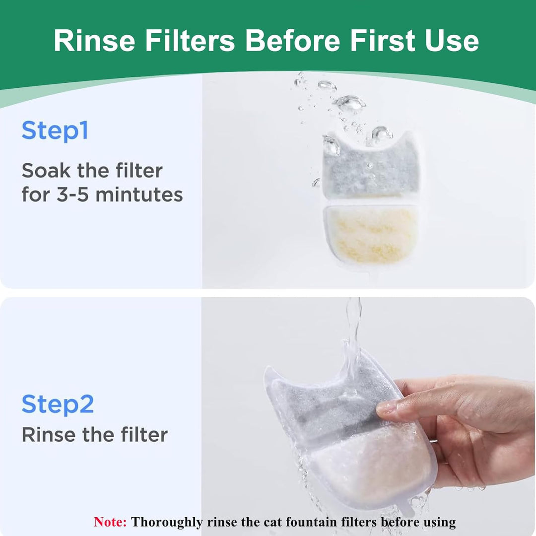 16 Stück Ersatzfilter für Trinkbrunnen, Katzenbrunnen 8 Stück Kohlefilter und 8 Stück Schaumfilter f