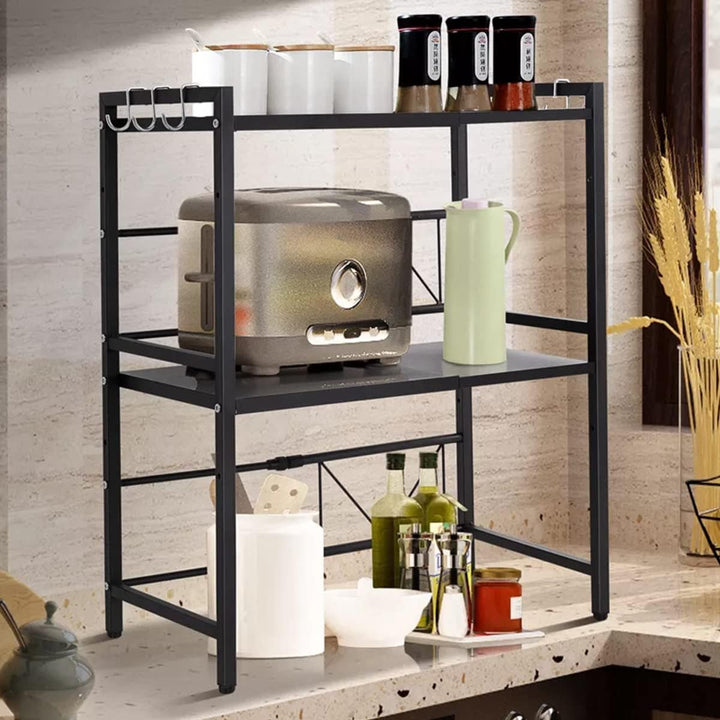 DDMINE Ausziehbarer Mikrowellen-Ständer, Küchenregal, Mikrowelle, ausziehbares Mikrowellenregal mit