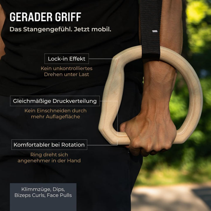 PULLUP & DIP Premium Turnringe Holz, Gym Rings Gymnastikringe, Turnerringe für Calisthenics, Breite