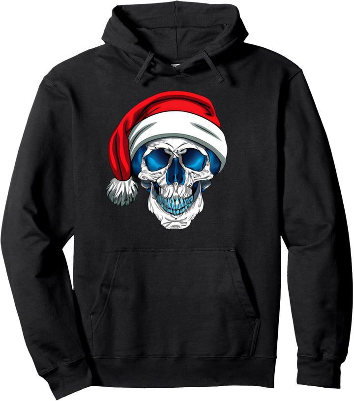 Schädel mit Weihnachtsmütze Vibes Pullover Hoodie