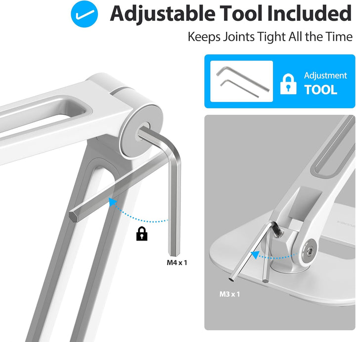 AboveTEK Long Arm Aluminium Tablet Ständer, Klapp Tablet Ständer mit 360 ° Swivel Clamp Halterung, p