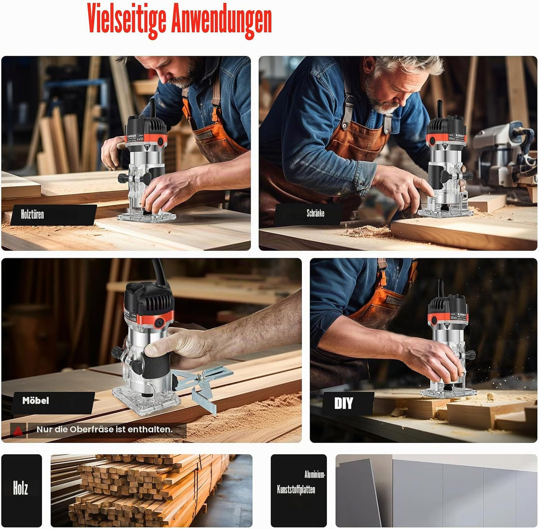 Oberfräse, Professional Kantenfräse, 220V 800W Electric Hand Holz Oberfräse Kantenfräse, 30000 U/min