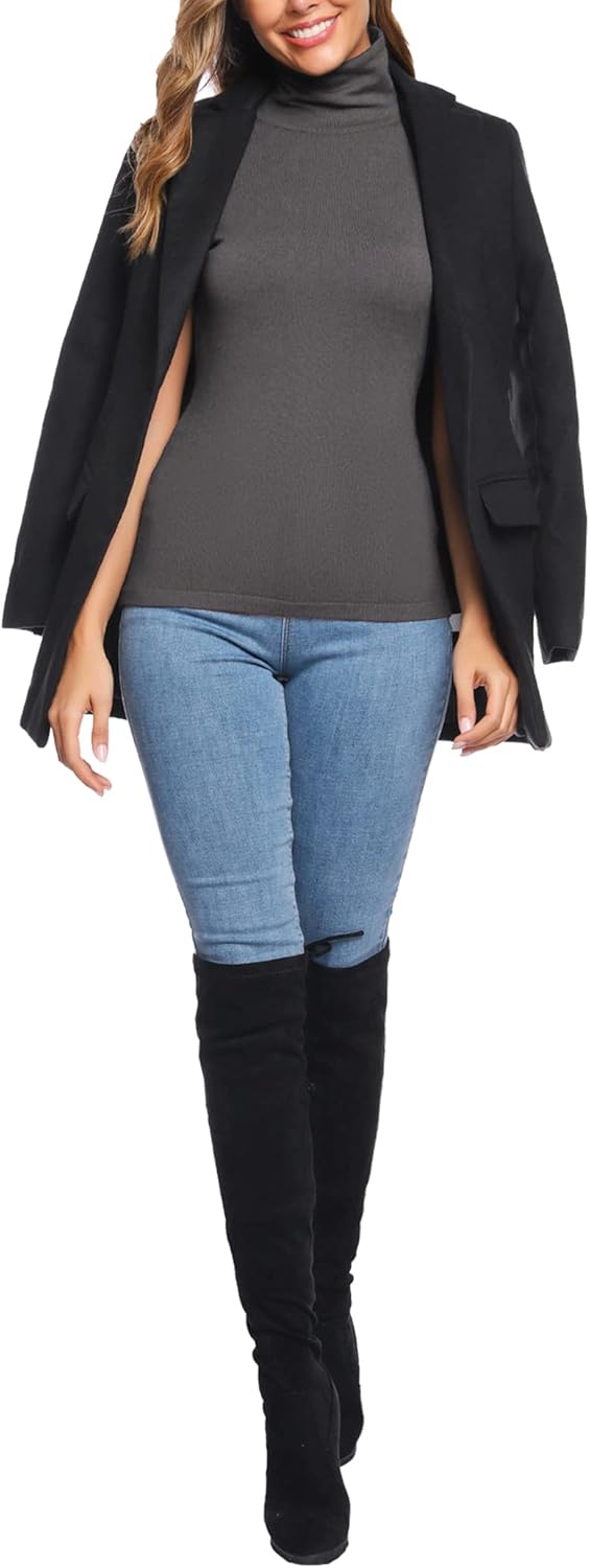 Totatuit T-Shirt Damen Rollkragen Tops Kurzarm Rollkragenshirt Casual Shirt mit Stehkragen für Frühl