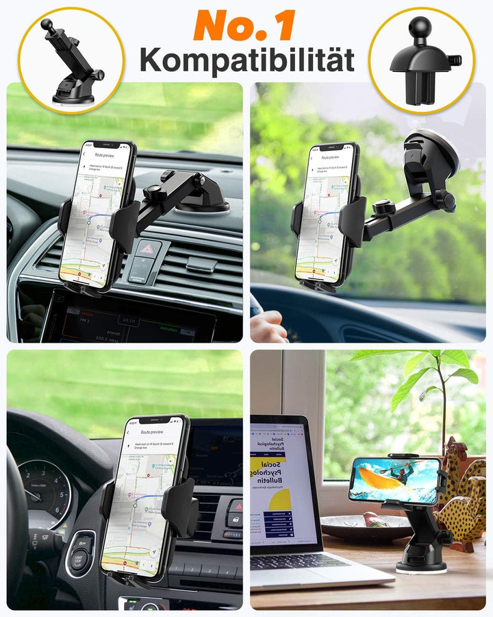 VANMASS Handyhalterung Auto [2023 Upgrade Neust Bombenfest] 4 in 1 Saugnapf Lüftung Handyhalter Auto