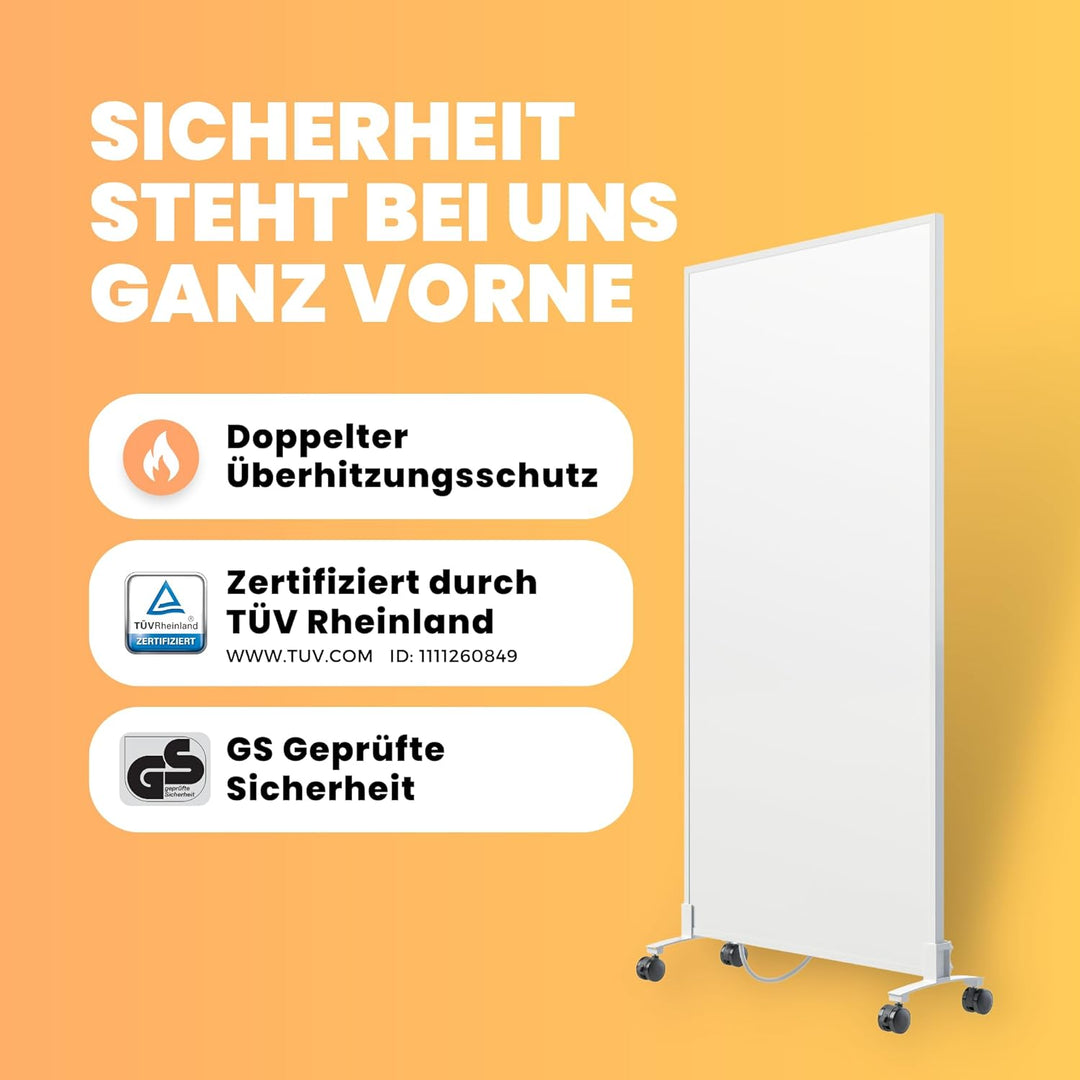 BR Bringer Infrarotheizung Standgerät - 1200 Watt - Energiesparend - Mobile Elektroheizung mit Stand