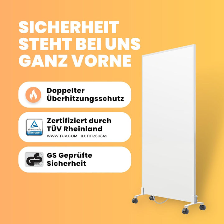 BR Bringer Infrarotheizung Standgerät - 1000 Watt - Energiesparend - Mobile Elektroheizung mit Stand