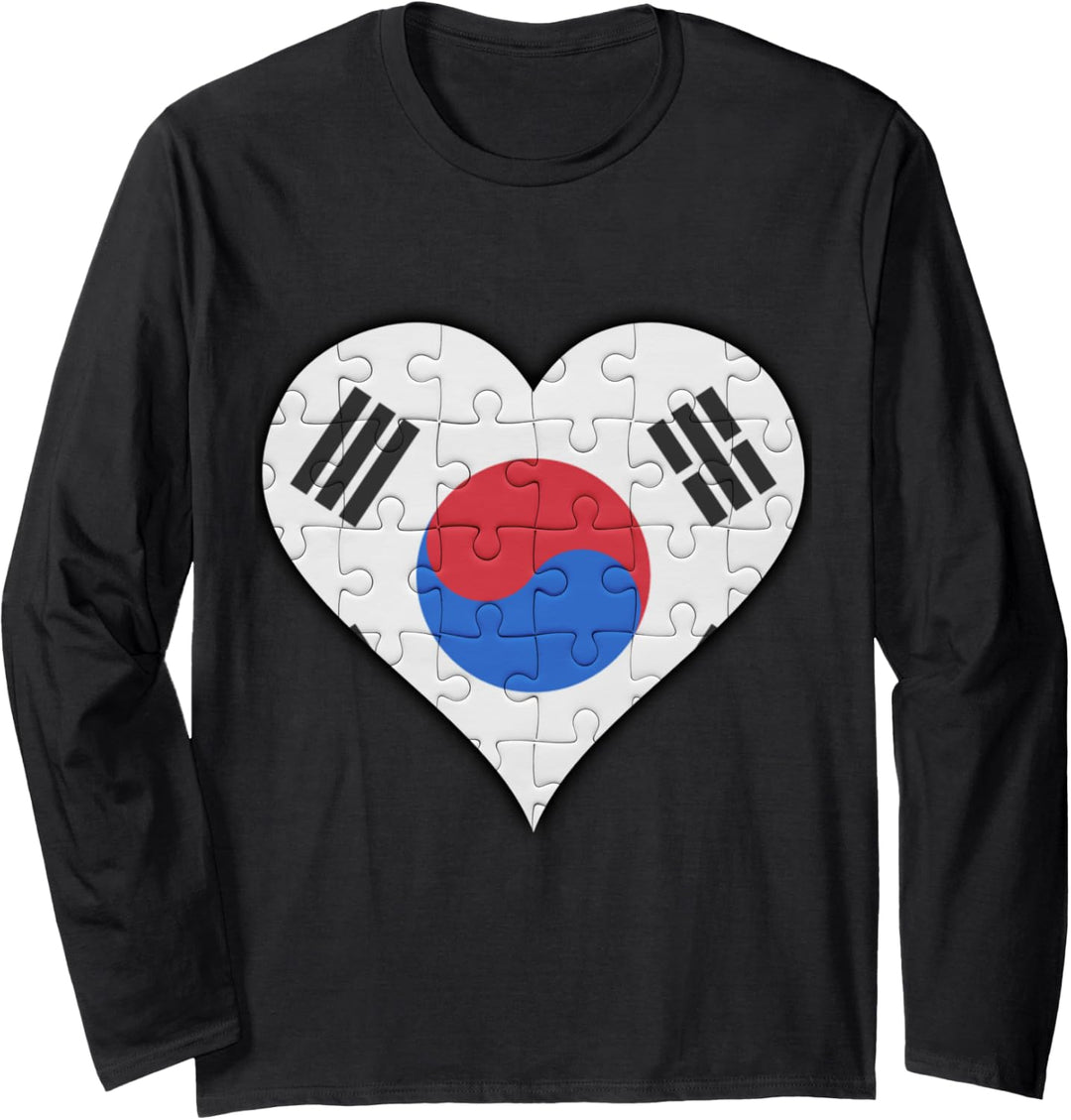 Südkorea Südkoreanische Flagge Herz Langarmshirt