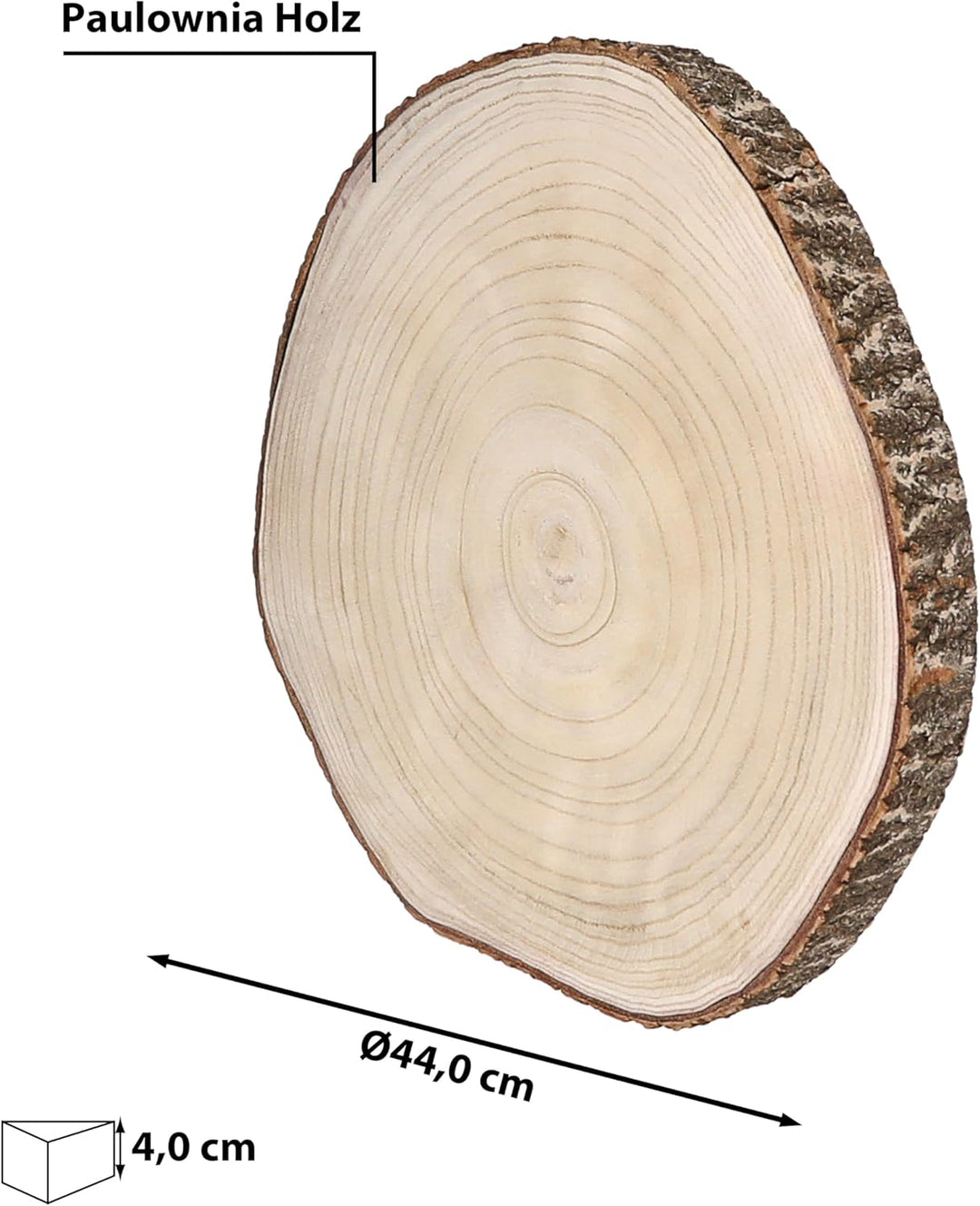 Cepewa Baumscheibe Holzscheibe │ Paulownia Naturprodukt 44x2,5cm │Scheibe Holz Holzplatte Dekoelemen