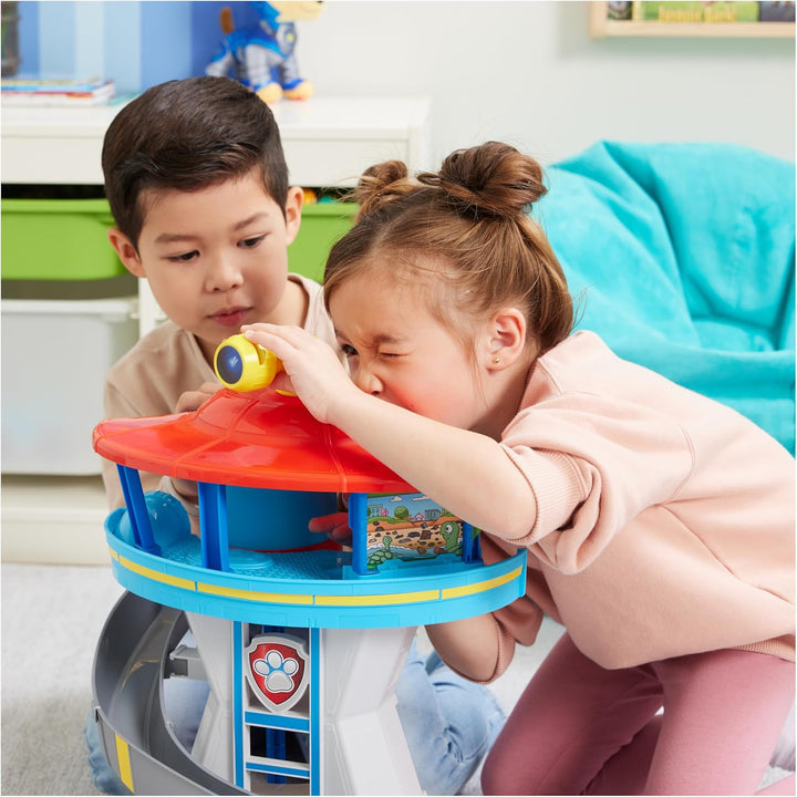 PAW Patrol, Lookout Tower, Hauptquartier Spielset mit 1 Chase Basis Fahrzeug, 2 Chase Figuren und Zu