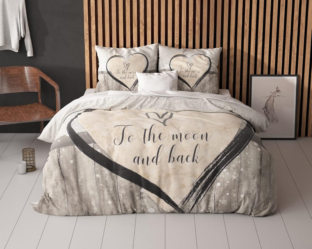 Sleeptime Bettwäsche 4teilig 135cm x 200cm 4teilig braun - Love - weich & bügelfrei Bettbezüge mit R
