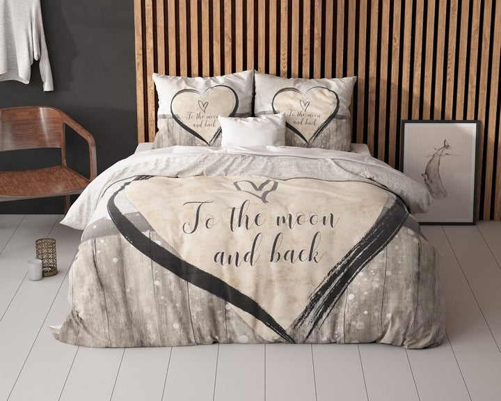 Sleeptime Bettwäsche 4teilig 135cm x 200cm 4teilig braun - Love - weich & bügelfrei Bettbezüge mit R