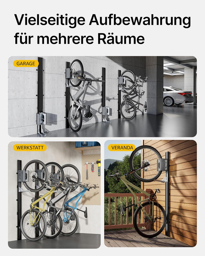 monTEK Automatischer Fahrradlift – Vertikaler Fahrradträger für schwere Fahrräder (bis 32 kg) – plat