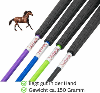 AMKA Bogenpeitsche Fahrpeitsche 100 cm für Horsemanship Bodenarbeit Fahrsport Diverse Farben gummier