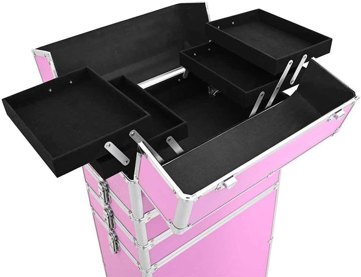 vidaXL Kosmetikkoffer mit 4 Etagen Ablagen Beauty Case Schminkkoffer Friseurkoffer Schmuckkoffer Pil
