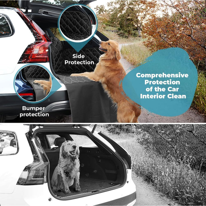 KYG Kofferraumschutz Hund, Gesteppte Schutzmatte & Hundedecke mit Seiten- und Ladekantenschutz-Wasse
