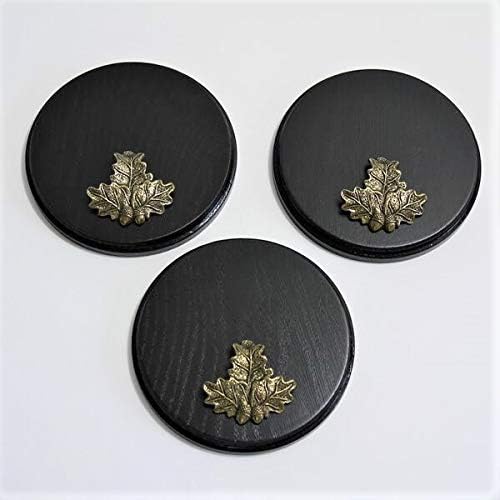 3 Stück Keilerschild Keilerbrett Gewaffbrett Trophäenschild rund dunkel AF 15 cm mit 3 x Eichenlaub