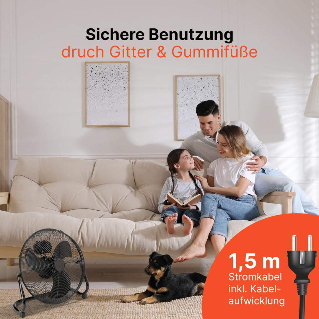 ProfiCare® Windmaschine mit 40 cm Ø | Ventilator verstellbarer Winkel | Bodenventilator 3 Stufen | V
