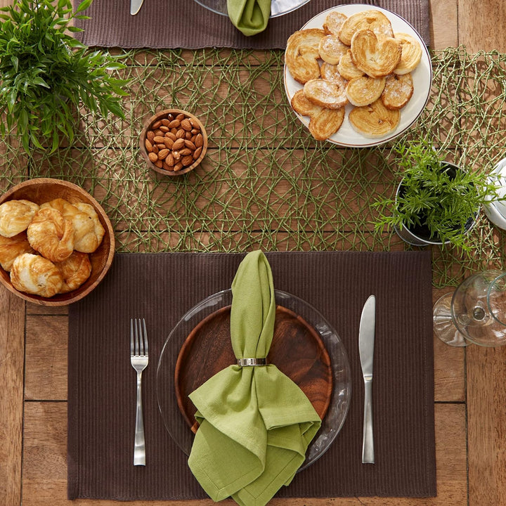 DII Basic Everyday Tischset aus 100% Baumwolle, gerippt, 33 x 48 cm, Dunkelbraun, 6 Stück, Dunkelbra