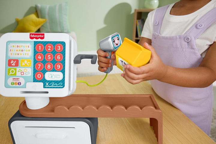 Fisher-Price Lernspielzeug für Kleinkinder Lernspass Meine erste Spielkasse, Kaufladen mit 20 Teilen