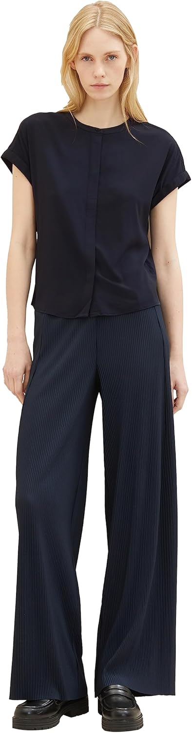 TOM TAILOR Damen Plissee Hose mit weitem Bein 36W / 30L 10668-sky Captain Blue, 36W / 30L 10668-sky