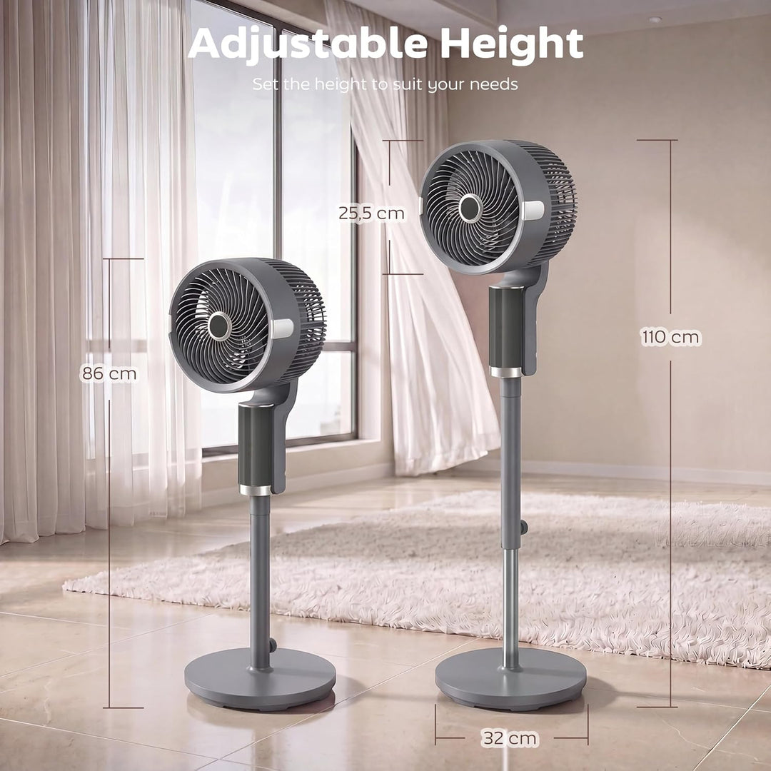 HOMCOM Standventilator Luftzirkulator Lüfter mit 8 Geschwindigkeitsstufen, LED-Display, Fernbedienun