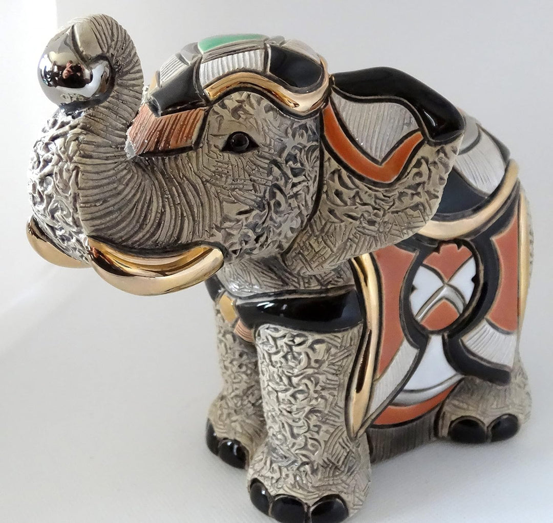 De Rosa Rinconada, Handbemalte Keramikskulptur, Asiatischer Elefant