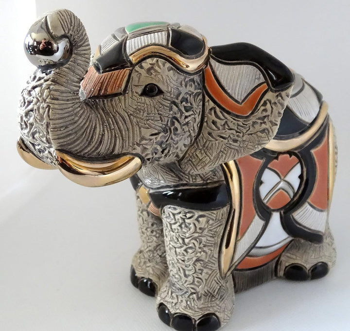 De Rosa Rinconada, Handbemalte Keramikskulptur, Asiatischer Elefant
