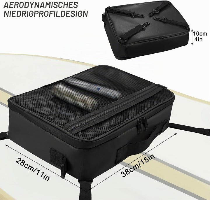 SUP Deck Kühltasche – Decktasche wasserdicht, Seitengriff, Schultergurt, Netztasche oben, Deckzubehö