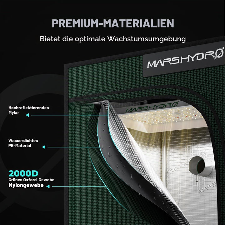 MARS HYDRO 3.3x3.3 Grow Tent Pro, 39"x39"x71" 2000D Thickened Polyester Canvas &amp; High Reflective Myl