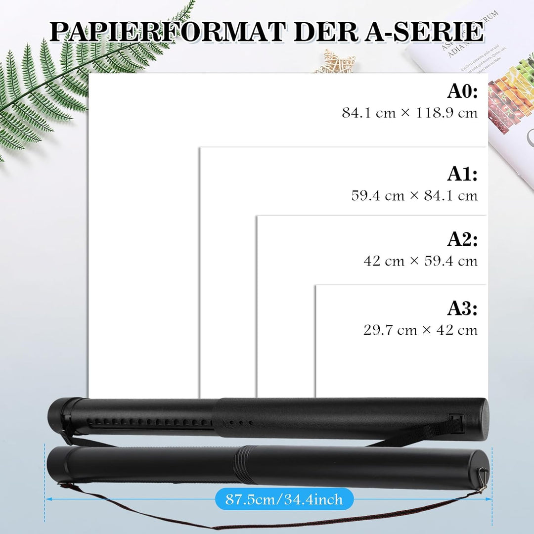 DEWEL 2 Stück Posterrolle A0, Teleskoprohr 56,5-87,5cm und 50-87,5cm, Länge und Tragegurt verstellba