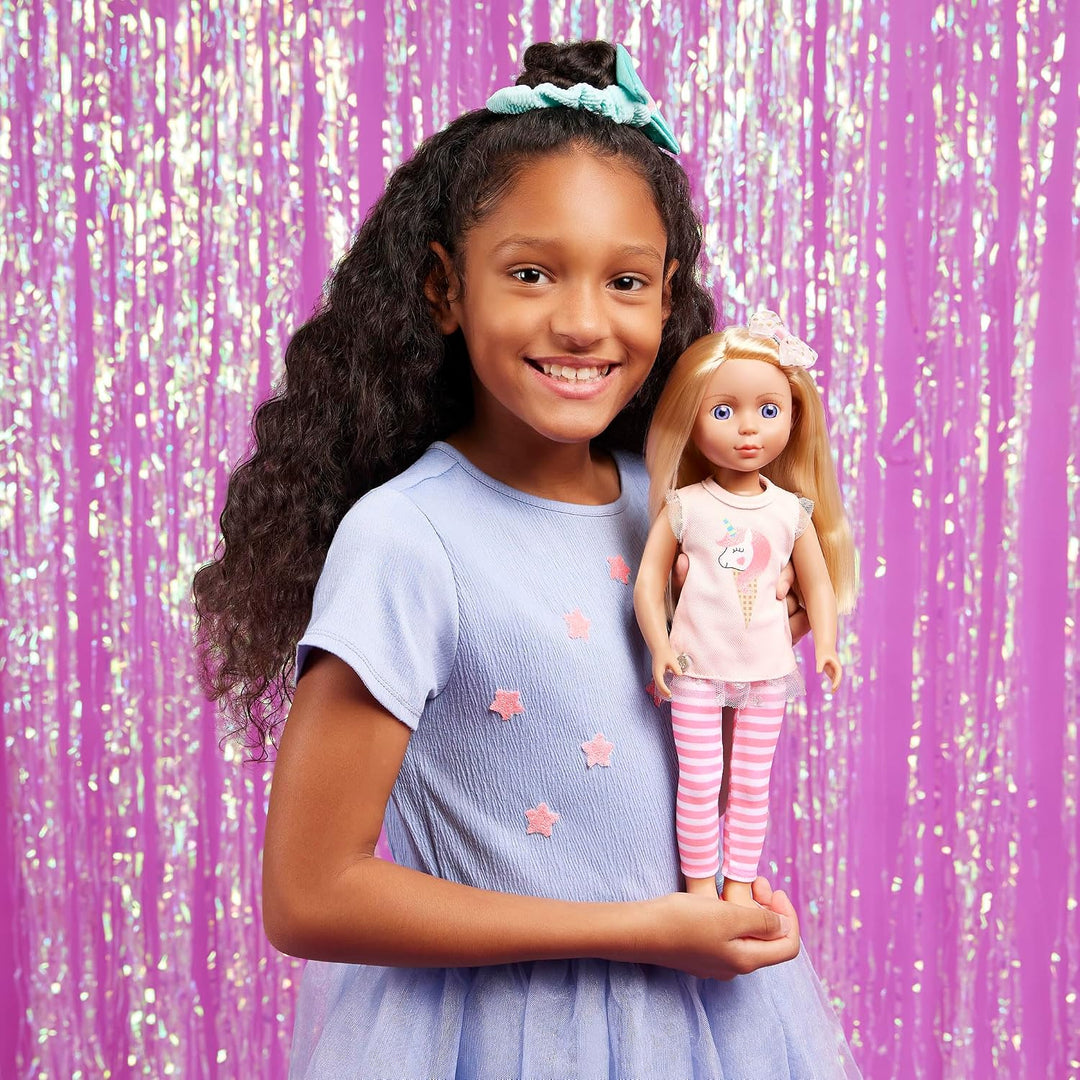 Glitter Girls Puppe Lacy – Bewegliche 36cm Puppe mit Kleidung, Zubehör und langen Haaren zum frisier