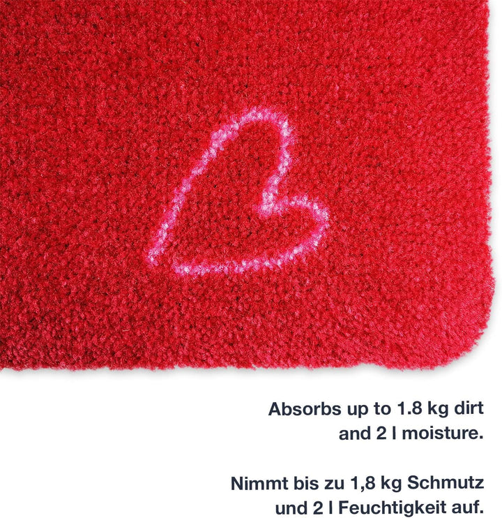deco-mat Fussmatte Bienvenue 60 x 90 cm Rot - rutschfeste, waschbare Fussmatte für Aussen und Innen